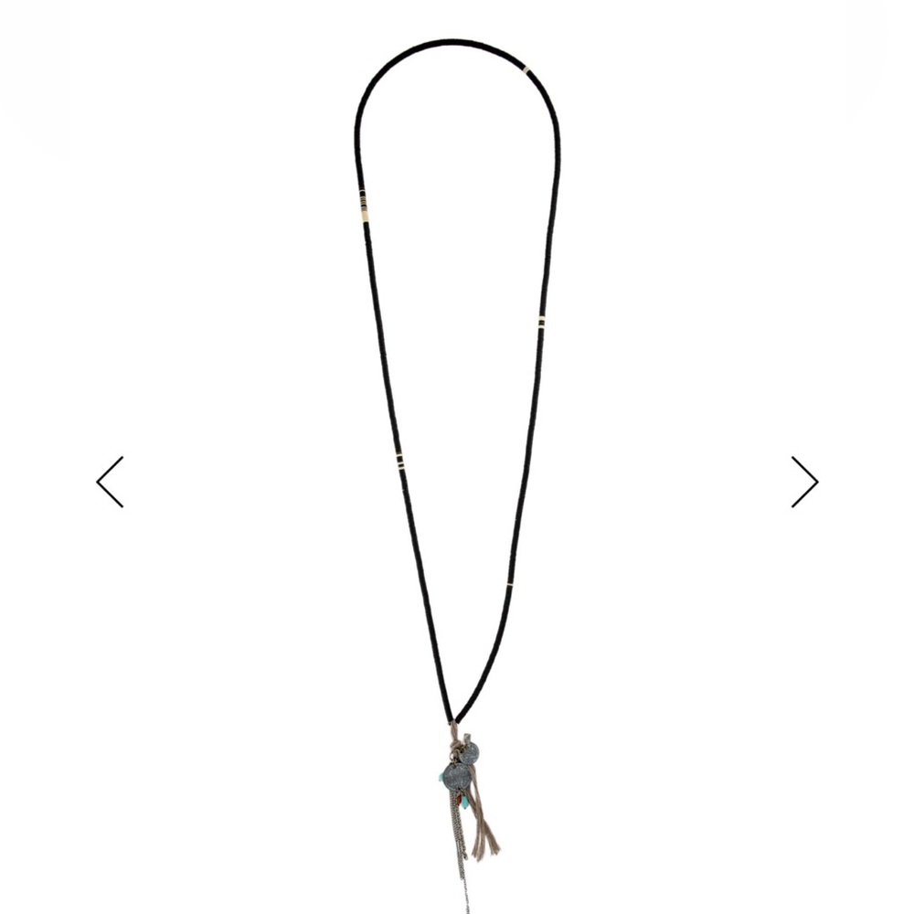 Chan Luu Long Black Beaded Tassel Necklace